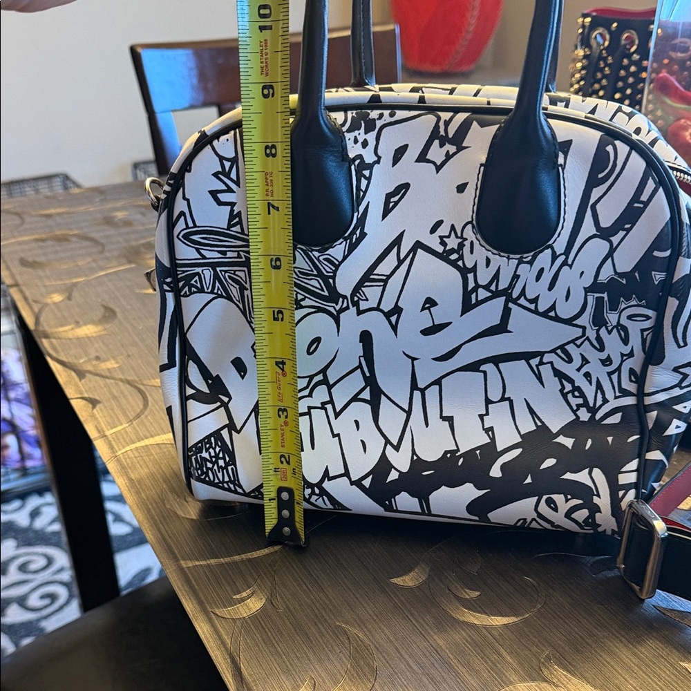 Christian Louboutin leather Black and White Graffiti Satchel - Picture 8 of 16